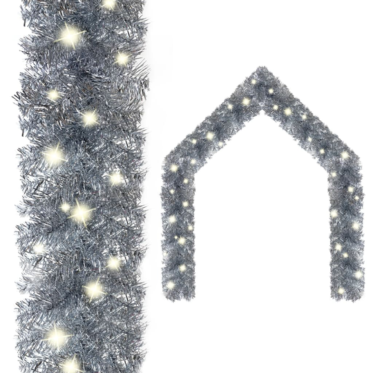 vidaXL Jouluköynnös LED-valoilla 20 m hopea