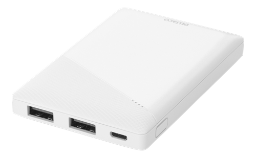 Varavirtalähde, 5000 MAh, 2,1 A, 10,5 W, 18,5 Wh, 2 X USB-A, Valkoinen