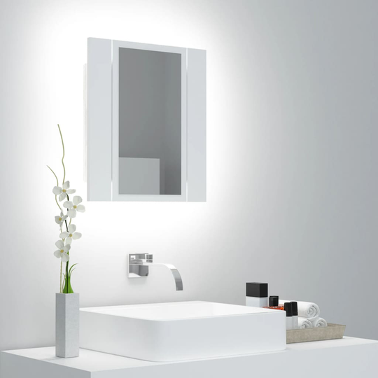 vidaXL Kylpyhuoneen LED-peilikaappi valkoinen 40x12x45 cm akryyli