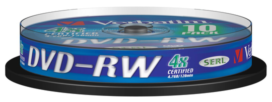 DVD-RW, 4x, 4.7 GB/120 Min, 10-pack Spindel, SERL