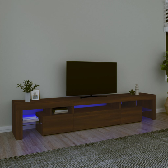 vidaXL TV-taso LED-valoilla ruskea tammi 215x36,5x40 cm