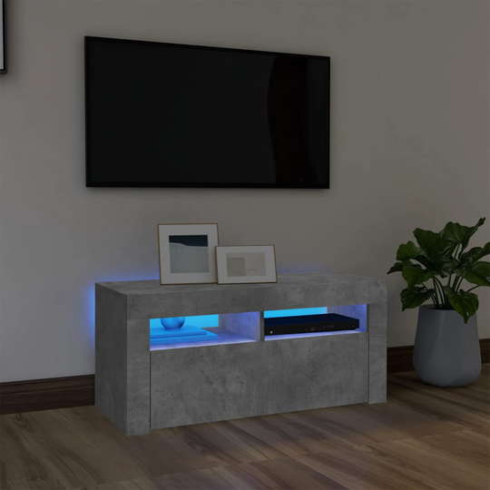 vidaXL TV-taso LED-valoilla betoninharmaa 90x35x40 cm