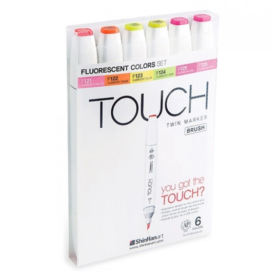 Touch Twin Brush Marker 6-setti Neon Fluorescent