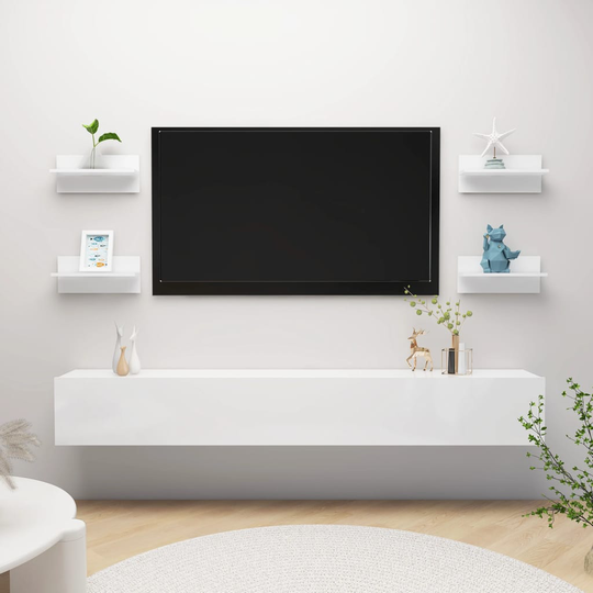 vidaXL Seinähyllyt 4 kpl korkeakiilto valkoinen 40x11,5x18 cm