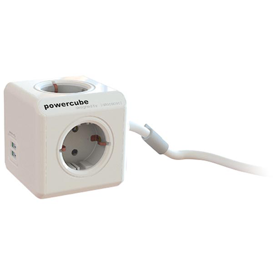PowerCube Extended 4 pistoketta 2 USB 1 5 m Harmaa