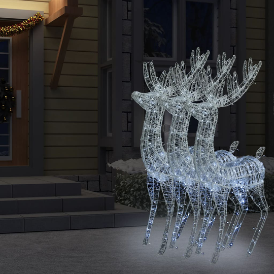 vidaXL XXL Jouluporot akryyli 250 LED-valoa 3 kpl 180 cm kylmä valk.