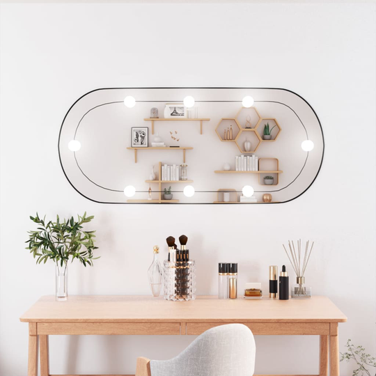 vidaXL Seinäpeili LED-valoilla 40x90 cm lasi ovaali