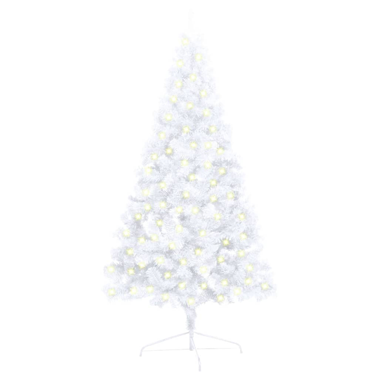 vidaXL Tekojoulukuusen puolikas LED-valo ja jalusta valk. 120 cm PVC