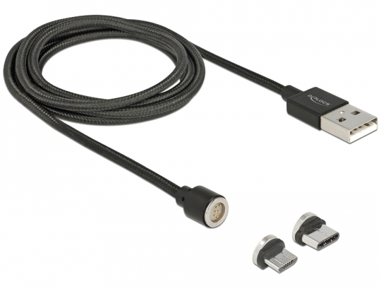 Magnetic USB Data Charging Cable Set MicroUSB/USB TypeC 1 M