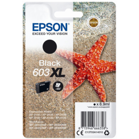 Epson 603XL Mustepatruuna musta 500 sivua (T03A1)