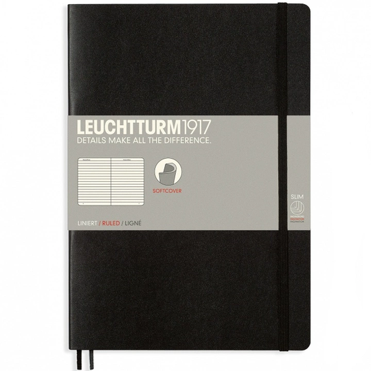 Leuchtturm1917 Notebook B5 Softcover Ruled Black