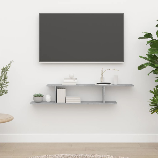 vidaXL Seinäkiinnitettävä TV-hylly betoninharmaa 125x18x23 cm levy