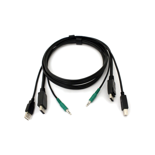 BLACK BOX SECURE DISPLAYPORT KVM CABLE - USB A-B, 3.5MM AUDIO, 6-FT. (1.8-M)