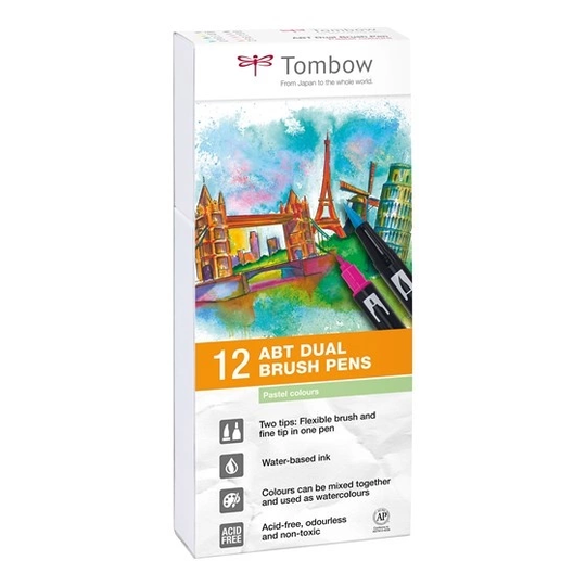 Tombow ABT Dual Brush Pen 12-setti Pastelli