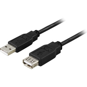 USB 2.0 Kaapeli, A-tyyppi Uros - A-tyyppi Naaras, 2m, Musta
