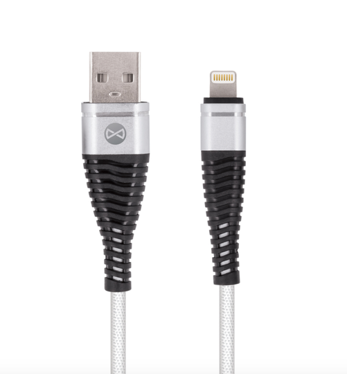 Forever Shark Lightning USB-kaapeli 1m valkoinen