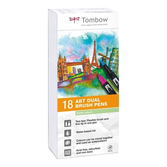 Tombow ABT Dual Brush Pen 18-setti Pastelli