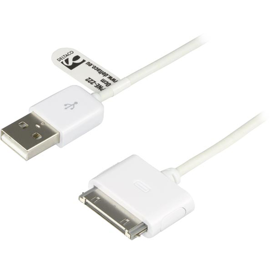 DELTACO USB-synkronointikaapeli iPhone/iPod 0 5m valkoinen