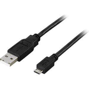 USB 2.0 -kaapeli, Type A Uros - Type Micro B Uros, 5-pinninen, 2 M, Musta