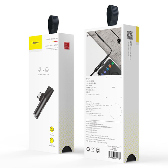 Baseus USB-C - 3 5mm kuulokeadapteri latausliittimellä - Musta