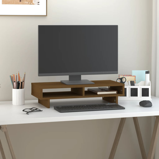 vidaXL Näyttökoroke hunajanruskea 60x27x14 cm täysi mänty