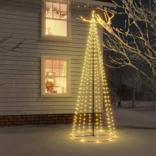 vidaXL Kartio joulukuusi 310 lämpimän valkoista LED-valoa 100x300 cm