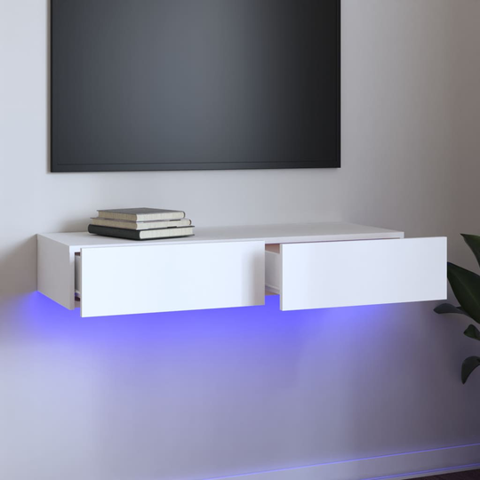 vidaXL TV-taso LED-valoilla valkoinen 90x35x15,5 cm