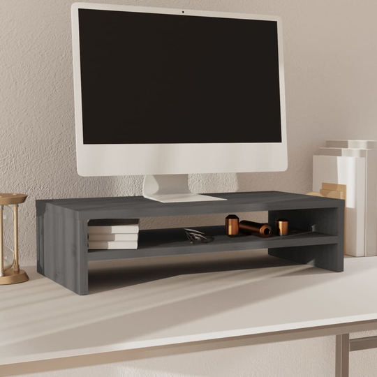 vidaXL Näyttöteline harmaa 50x24x13 cm täysi mänty