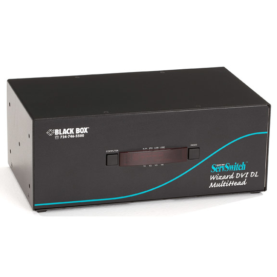 BLACK BOX WIZARD KVM SWITCH - QUAD-HEAD, DVI-D DUAL-LINK, USB TRUE EMULATION, AUDIO, 4-PORT