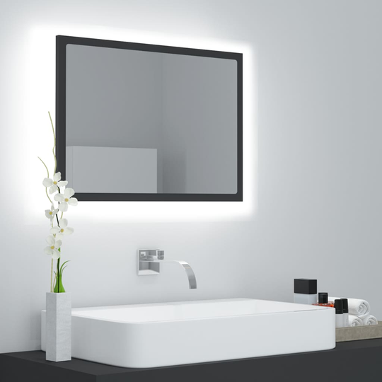 vidaXL LED-kylpyhuonepeili harmaa 60x8,5x37 cm akryyli