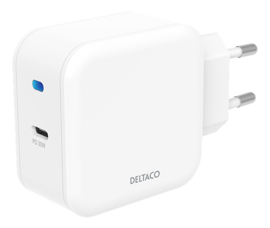 USB-C PD -seinälaturi, 9 V/3 A, 30 W, Valkoinen