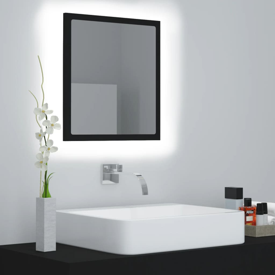 vidaXL LED-kylpyhuonepeili musta 40x8,5x37 cm akryyli