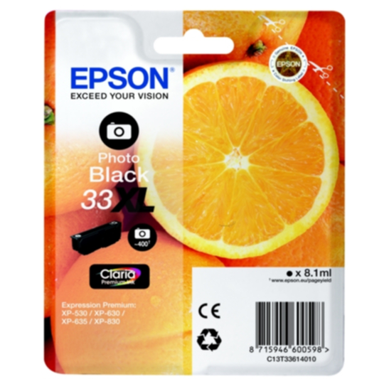 Epson 33XL Mustepatruuna valokuvamusta, 400 sivua