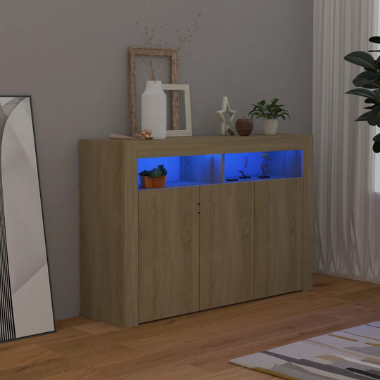 vidaXL Senkki LED-valoilla Sonoma-tammi 115,5x30x75 cm