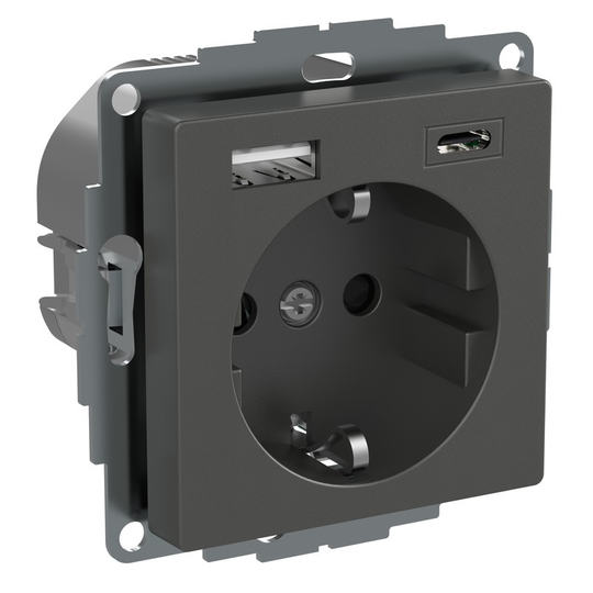 SCHNEIDER ELECTRIC EXXACT 1-PISTORASIA + 2X USB LATAUS A+C 3 A ANTRASIITTI