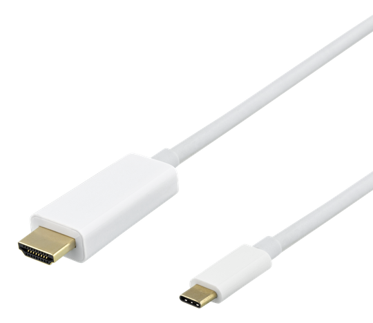 USB-C - HDMI Cable, 4K UHD, Gold Plated, 3m, White