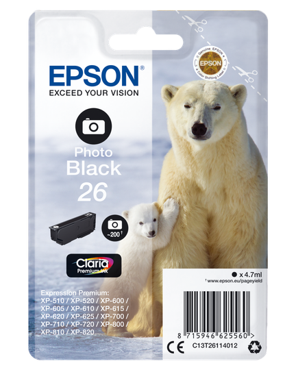 EPSON POLAR BEAR 26 PHOTO BLACK SINGLE