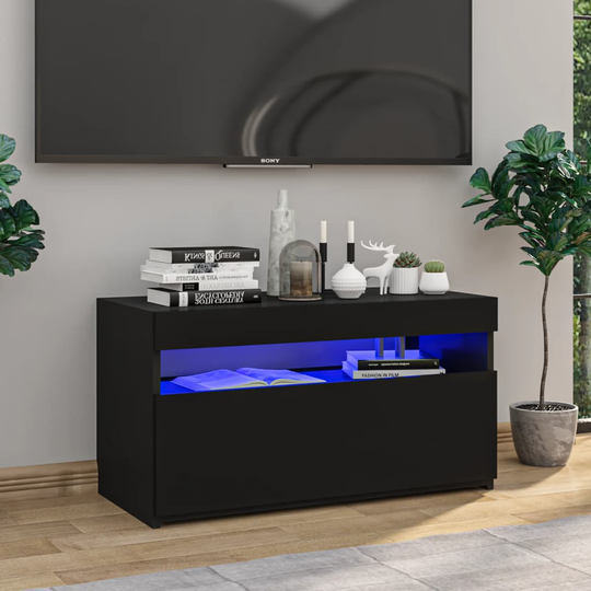 vidaXL TV-taso LED-valoilla korkeakiilto musta 75x35x40 cm