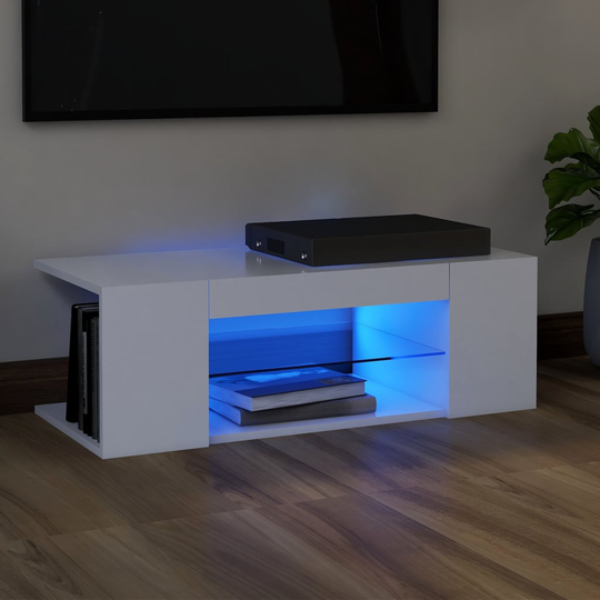vidaXL TV-taso LED-valoilla valkoinen 90x39x30 cm