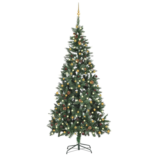vidaXL Tekojoulukuusi LED-valoilla ja palloilla 210 cm