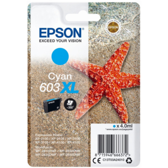 Epson 603XL Mustepatruuna cyan 350 sivua (T03A2)