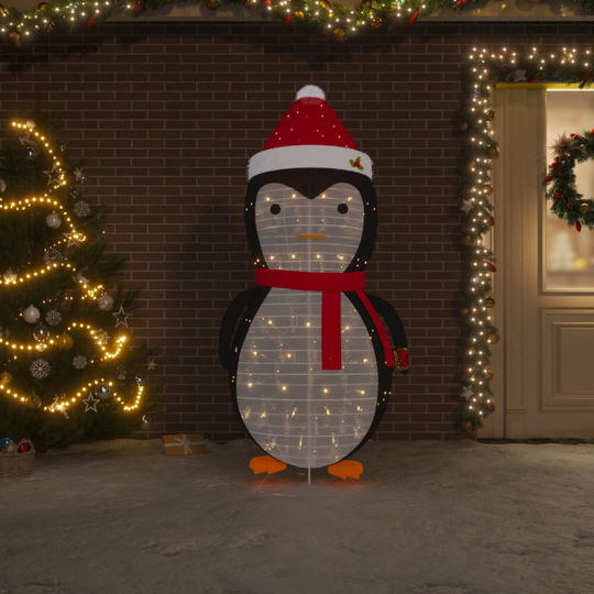 vidaXL Pingviini joulukoriste LED-valoilla ylellinen kangas 180 cm