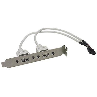 Emolevyyn Kytkettävä USB 2.0 -kaapeli, PCI-takalevy, 2 X IDC5 Naaras - 2 X USB-A 2.0 Naaras, 0,3 M