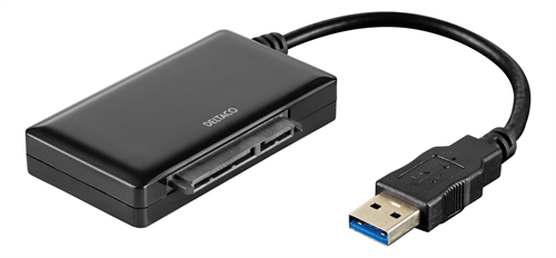 USB 3.0 - SATA 6Gb/s Sovitin, 2,5/3,5" Kovalevyille, Musta