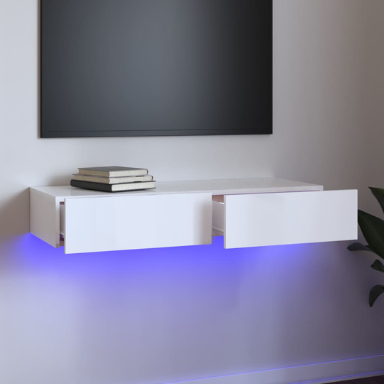 vidaXL TV-taso LED-valoilla korkeakiilto valkoinen 90x35x15,5