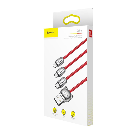 Baseus kolme porsasta multikaapeli Lightning / Micro USB / Type-C