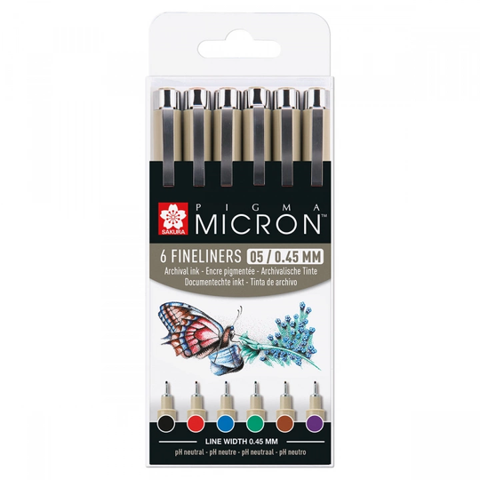 Sakura Pigma Micron 6-set 05 Basic Colours