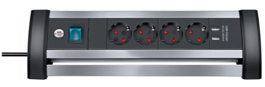 Brennenstuhl virtapaneeli 4 pistoketta ja 2 USB-latausporttia 1 8 m kaapeli H05VV-F 3G1.5
