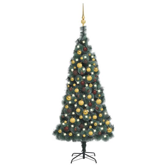 vidaXL Tekojoulukuusi LED-valoilla ja palloilla vihreä 150 cm PVC/PE