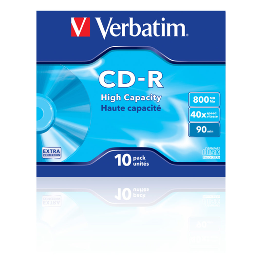 CD-R, 40x, 800 MB/90 Min, 10-pack, Jewel Case